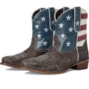 Roper Star-Spangled Ankle Boots - Navy, Scarlet, Ivory, Chestnut